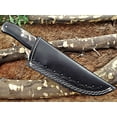 thumbnail image 6 of 9.25" Long hand forged Damascus steel full tang drop point blade skinning Knife, Buffalo Horn scale with Damascus Bolster Cow Leather sheath, 6 of 6