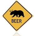thumbnail image 2 of Beer Crossing Bear With Deer Antlers 12" x 12" Funny Tin Road Sign, 2 of 4