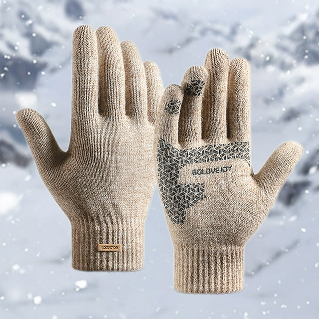 Men's Winter Knitting Warm Plush Riding Wool Gloves