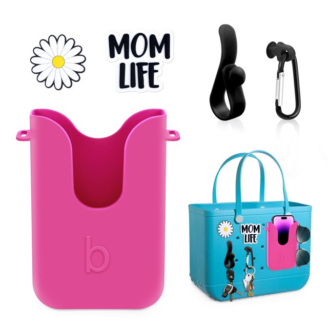 Oudizz Soporte De Silicona Para Teléfono Compatible Con Bogg Bag Soporte Para Caja De Teléfono Accesorio De Encantos Para Todos Los Bolsos De Playa Accesorios Para Bolsa Bogg Con 2 Piezas De Encantos