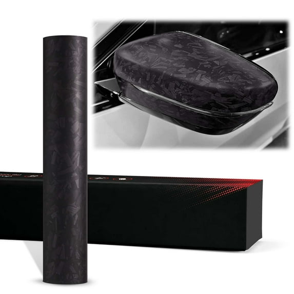 PET Marble Forged Carbon Fiber Textured Matte Black Vinyl Wrap Auto Car Sticker Decal Film Sheet Bubble Free Air Release Technology