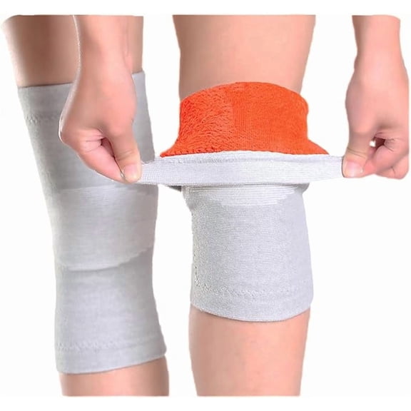 Thermal Knee Warmer with Warm Lining Stretch Knit Arthritic Knee Sleeves Night Sleep Knee Wrap Pad Brace Support Band XL