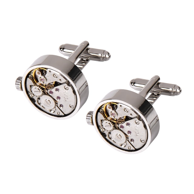 Steampunk Vintage Redondo Reloj Movimiento Gemelos Gemelos Boda Hombres Fernando gemelos