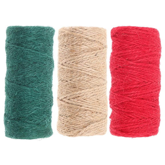 CATIEBYE Natural Jute Twine for Crafting and Christmas Decorations, 3 Rolls Thick String for Projects
