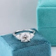 thumbnail image 3 of Bow Jewel 14K White Gold Plated 1.97 Ct Excellent Cushion Cut Diamond Ring - Stunning 3 Stone Engagement Ring for Women's - Beautiful Trellis Style Design - Perfect Gift for Celebrating Your Love, 3 of 9