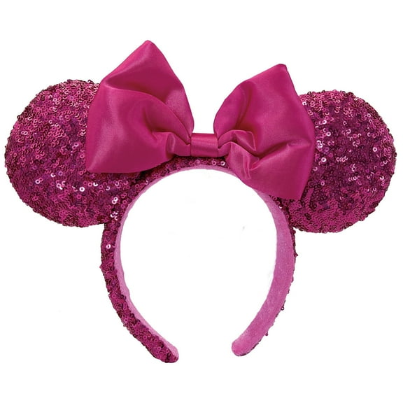 Fashion Bow Minnie Ears Magenta Pink Sequin Headband Hairbands- NEW