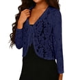 thumbnail image 6 of Pounoo Tie Front Cover Ups Long Sleeve Sheer Floral Cropped Open Front Casual Outings Dress Toppers Gift, 6 of 7