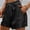 Black, variant on Women's Solid Color Casual Shorts with Elastic Waist and Gold Bow Embellishment