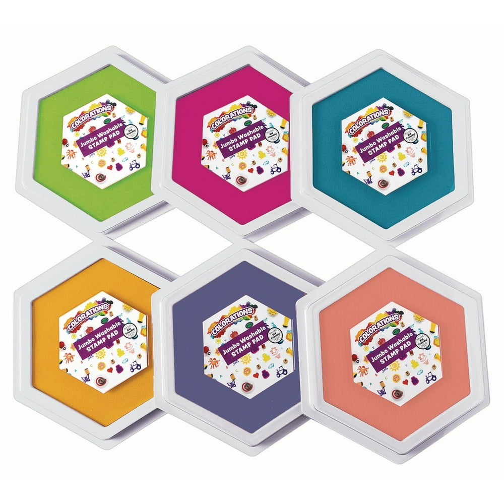 Colorations Jumbo Large Washable Stamp Pads for Kids, Rubber Stamps,6 x