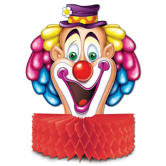 Party Central Club Pack of 12 Multi-Color Clown Table Centerpieces 10"