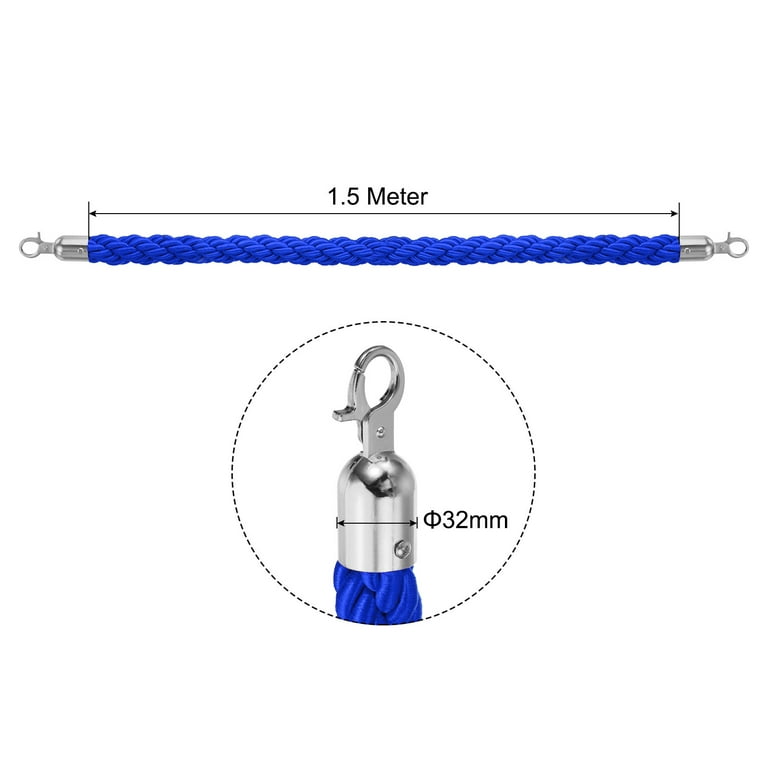 Uxcell Stanchion Rope 1.5m/5ft Twisted Barrier Rope with Snap Hooks for Queue Crowd Control, Blue Silver 2 Pack, Men's, Blue/Silver