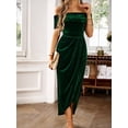 thumbnail image 5 of Anbech Women's Velvet Dress Foldover Off Shoulder Midi Dress High Split Cocktail Gowns, 5 of 10