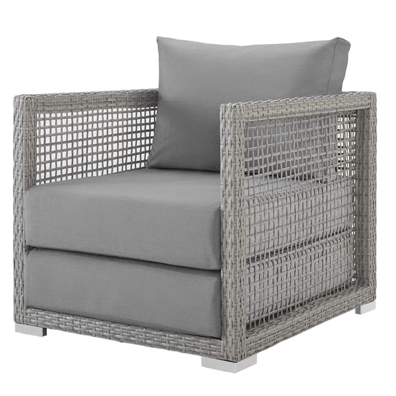 Mod Modern Outdoor Patio Lounge Chair with All-Weather Cushions, Gray