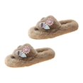 thumbnail image 6 of Fuzzy Slippers for Women Furry Home Shoes Warm Cartoon Flower Bedroom Shoes Indoor Outdoor Slide Slipper Slip on House Shoes for Women Girls Khaki 37, 6 of 8