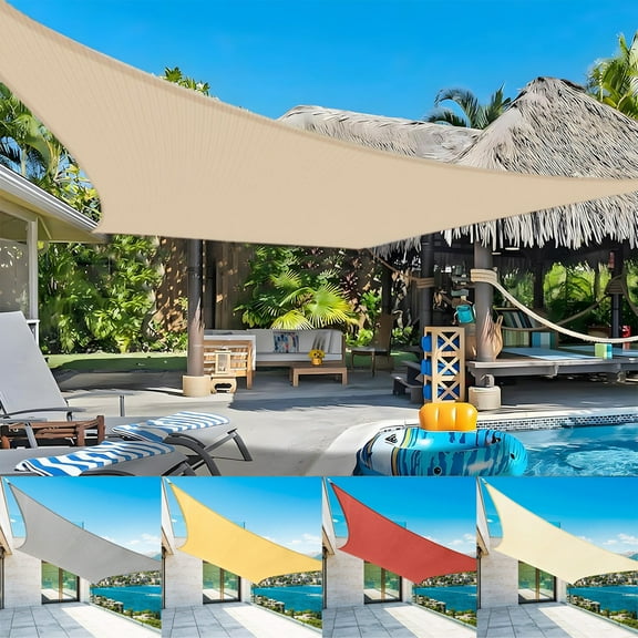 2WIN2BUY Rectangle Sun Shade Sail,8'X12'Curved Edge Outdoor Shade Canopy,Breathable 95% UV Block Shade for Patio Garden Backyard,Off-white