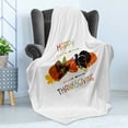 thumbnail image 4 of Turkey Soft Flannel Fleece Blanket, Bird Pumpkin Traveller`s Hat Silhouette with Celebratory Thanksgiving Illustration, Cozy Plush for Indoor and Outdoor Use, 70" x 90", Multicolor, by Ambesonne, 4 of 5