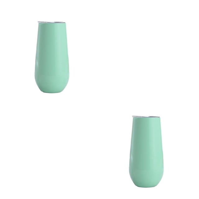 Yuarrent Copas de cóctel de doble capa, flauta de champán irrompible de acero inoxidable, suministros para fiestas, vaso de vino, Viridiscencia arpox.180ml 2piezas