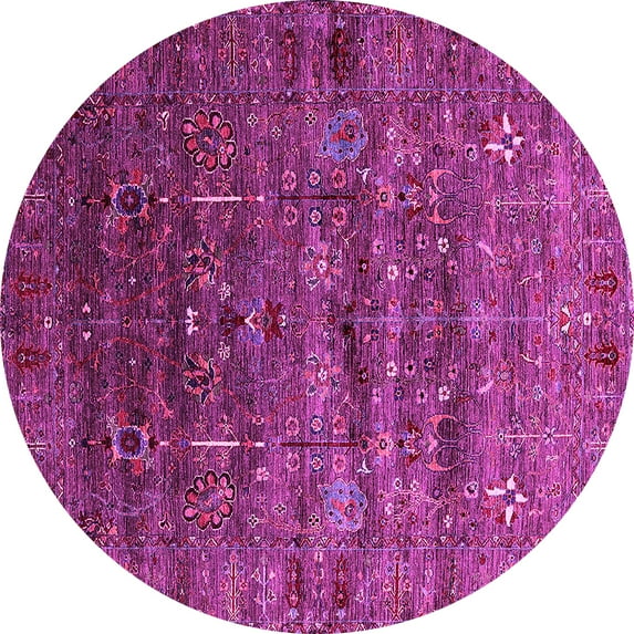 Ahgly Company Indoor Round Oriental Pink Industrial Area Rugs, 8' Round