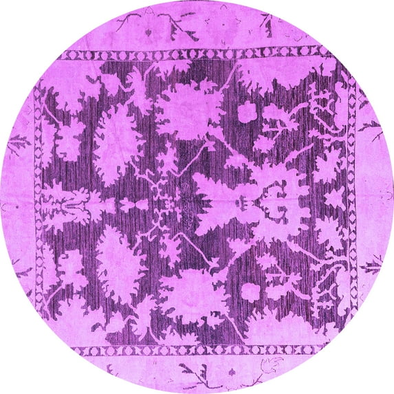 Ahgly Company Indoor Round Abstract Purple Modern Area Rugs, 6' Round