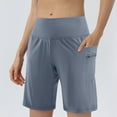 thumbnail image 2 of Kopltyrfg Women's High Waisted 9" Shorts with Zipper Pockets Athletic Workout Long Shorts for Women Knee Length Light Blue XL, 2 of 6