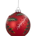 thumbnail image 5 of Northlight Poinsettia and Holly Glass Christmas Ball Ornament - 4" - Red, 5 of 6
