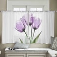 thumbnail image 4 of Purple Tulip Sheer Curtains 54 Inches Length 2 Panels Set, Window Sheer Curtains for Living Room/Bedroom, Modern Blossom Pastel White Floral Petal Light Filtering Rod Pocket Curtain 52'' x 54'' x 2, 4 of 7