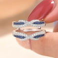 thumbnail image 2 of Rag Jewels 2.00 Ct Round Cut Blue Sapphire & Diamond Engagement Thanksgiving Christmas Enhancer Wrap Guard Ring 14K White Gold Plated 925 Sterling Silver For Women's -4, 2 of 3