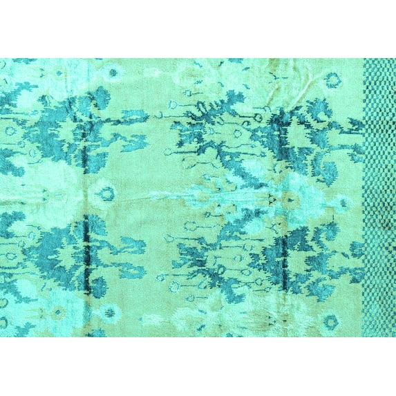 Ahgly Company Indoor Rectangle Abstract Turquoise Blue Modern Area Rugs, 4' x 6'