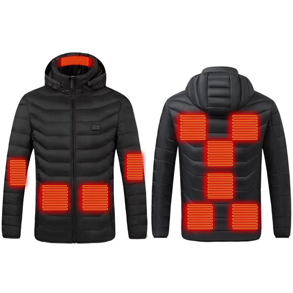 ToyKingdee Heated Jackets for Men Women Windproof Multi-Zone Heating Winter Coats Detachable Hood USB Charging Jacket Unisex