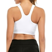 FANNYC Women's Front Zipper Closure Sports Bra Padded Racerback High Impact Support Yoga Running Gym Workout Fitness Bras Top Seamless Post-Surgery Bra Size S-2XL