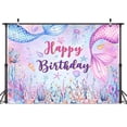 thumbnail image 2 of Mermaid Backdrop,Kids Birthday Photograph Backdrop,Girl Birthday Party Background,Happy Birthday Backdrop Coralline Bday Backdrop for Girls Birthday Mermaid Theme Birthday Party Decor 8X6FT, 2 of 5