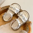 thumbnail image 5 of Girls Sparkly Rhinestone Bow Sandals Adjustable Buckle Ankle Strap Open Toe Summer Shoes For Toddler And Kids Beige Size 3.5-4 Years, 5 of 6