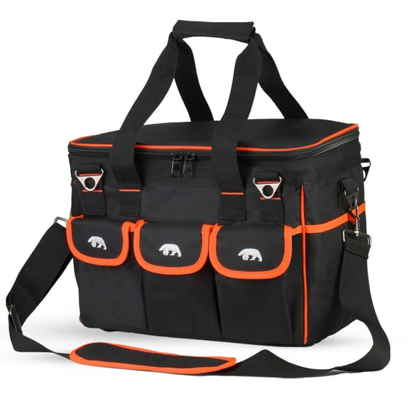BENNESONS Worker's Pro Construction Tool Bag - 15 Inch Heavy Duty Tool Bag Organizer w/ 14 Pockets Durable Zipper - Sturdy Fabric - Comfortable Straps  Tool Storage Organizer for Home & Job Site