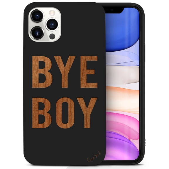 Case Yard Wooden Case for iPhone-11-Pro Soft TPU Silicone cover Slim Fit Shockproof Wood Protective Phone Cover for Girls Boys Men and Women Supports Wireless Charging Bye Boy Design