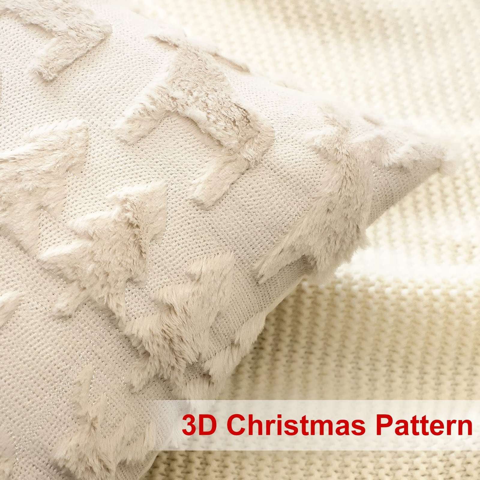 Christmas Pillow Covers 18x18 Inch Set of 2 Soft Plush Faux Fur Christmas Tree Deer Decorative Couch Cushion Case Throw Pillows Pillowcases for Couch Sofa Holiday Festivals Winter Decor