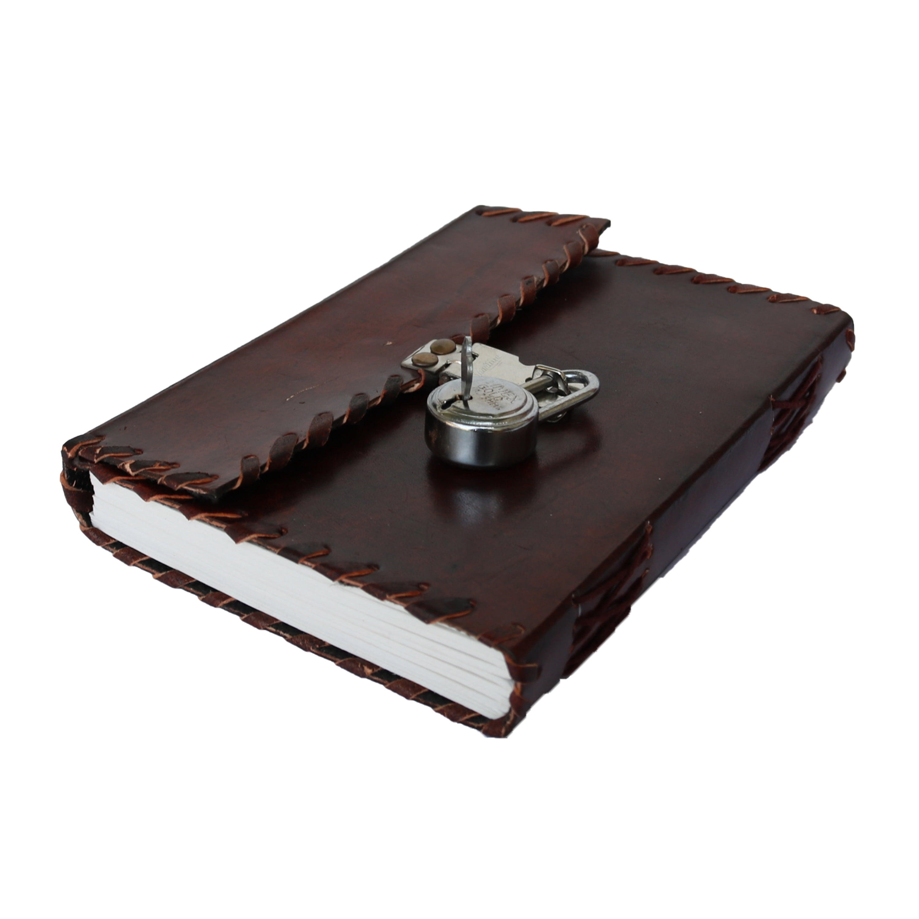 Jaald Leather Journal with Lock and Key Blank Notebook Travel Diary Refillable Writing Note Pad Daily Planner Organizer Guestbook Men Women