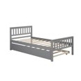 thumbnail image 5 of Twin Size Bed with Trundle for Kids Teens Adults, Platform Bed Frame with Headboard and Footboard, Twin Bed with Wood Slat Support for Bedroom Small Living Space, No Box Spring Needed, Gray, 5 of 7