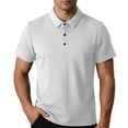 thumbnail image 2 of VgaVtl Men's Polo Collared Summer Pullover Short Sleeve Button Thin Office Casual Plain Mens Shirts, 2 of 8