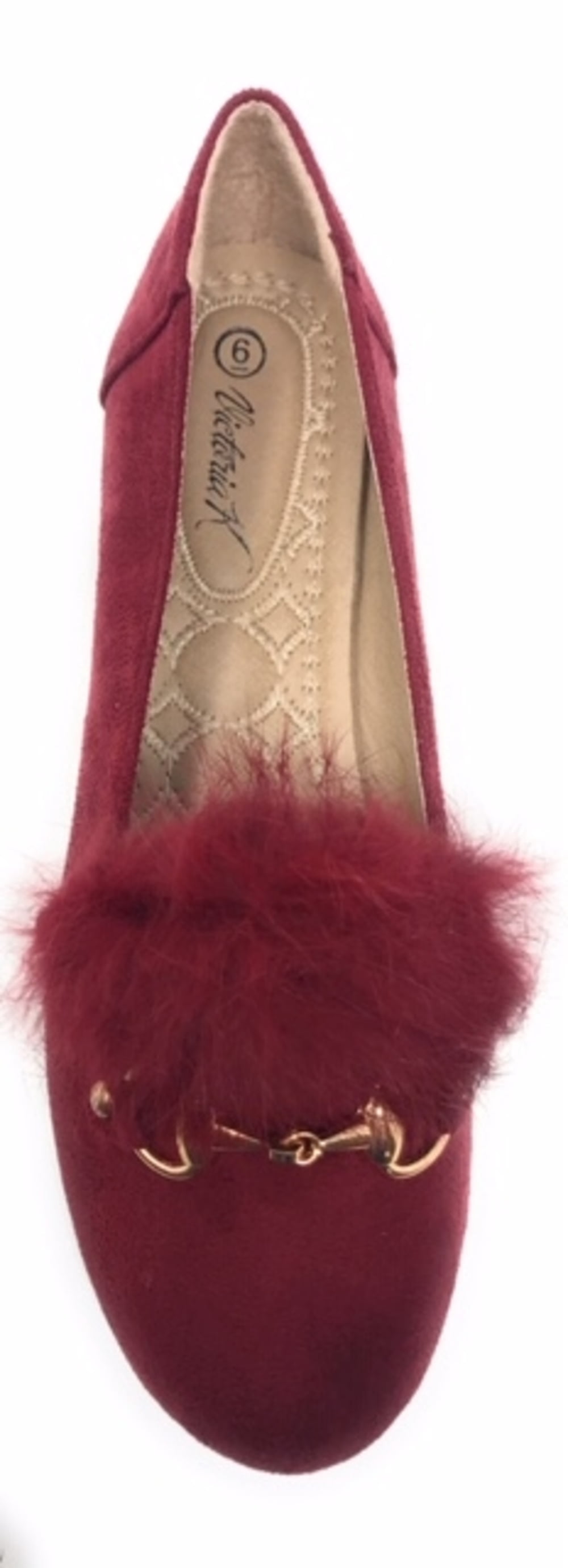 Women’s Loafer Flats with Faux Fur and Gold Chain Accent – Soft Suede-Like Slip-On Shoes – Comfortable Casual Dress Flats for Work, Office, Travel, or Everyday Wear