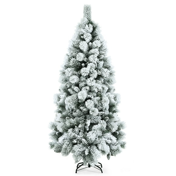 Costway 180 cm Árbol de Navidad Realístico Fino Nevado Árbol Decorativo y Festivo de Bisagra 515 Ramas en PVC 220 Agujas de Pino