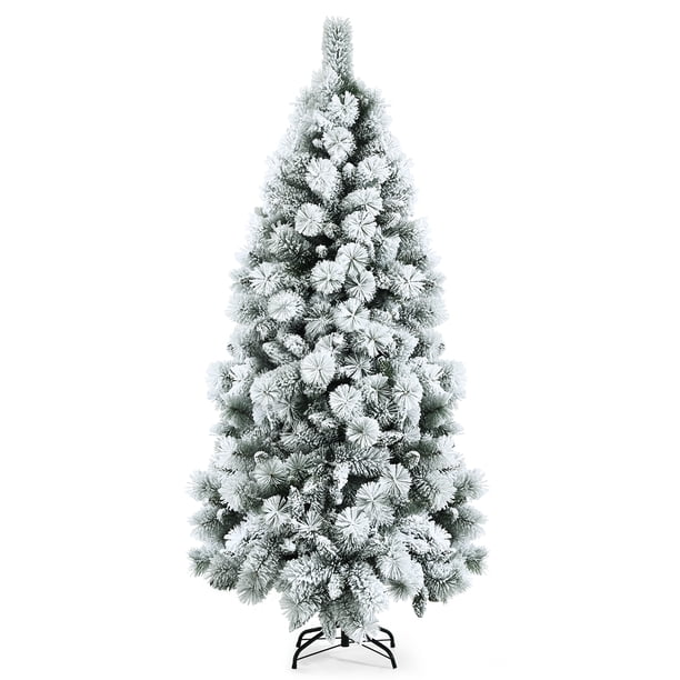 Costway 180 cm Árbol de Navidad Realístico Fino Nevado Árbol Decorativo y Festivo de Bisagra 515 Ramas en PVC 220 Agujas de Pino