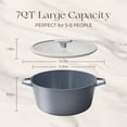 thumbnail image 3 of PRICUSIS Nonstick Stock Pot with Silicone Rim Glass Lid, 7 QT Casserole, Oven-Safe Bakeware, Induction, Dishwasher Safe, Suitable for Pasta, Baking & Stews, Blueberry Gray, 3 of 8