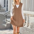 thumbnail image 2 of Women Tank Dress Sweater Skirts Vneck Ribbed Dresses Comfy Spring Sleeveless Skirt Casual Loose, 2 of 5