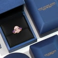 thumbnail image 5 of Gem Stone King 9.92 Ct Oval Peach Nano Morganite Purple Amethyst 18K Rose Gold Plated Silver 3-Stone Engagement Ring, 5 of 6