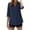 Marine, variante sur Ymauqau Hauts pour Femmes Manches 3/4 Col en V à Col Chemise Ourlet Arrondi T-Shirts Hauts Business Casual Tuniques Amples Blouses