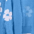 thumbnail image 3 of OGLCCG Women's Cute Flower Cropped Cardigan Long Sleeve V Neck Open Front Floral Knit Sweater Tops Winter Warm Fuzzy Cropped Sweater Coats,S,Blue, 3 of 8