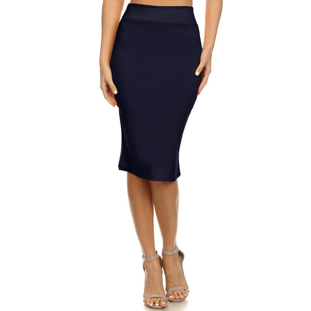 Simlu - simlu navy blue pencil skirt below knee stretch skirts for ...