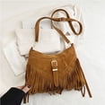 thumbnail image 2 of VeFlora Women's Western Fringe Crossbody Bag, Buckle Shoulder Purse, Adjustable Strap Hobo Bag for Casual Commuting & Daily Use(Brown/One Size), 2 of 5