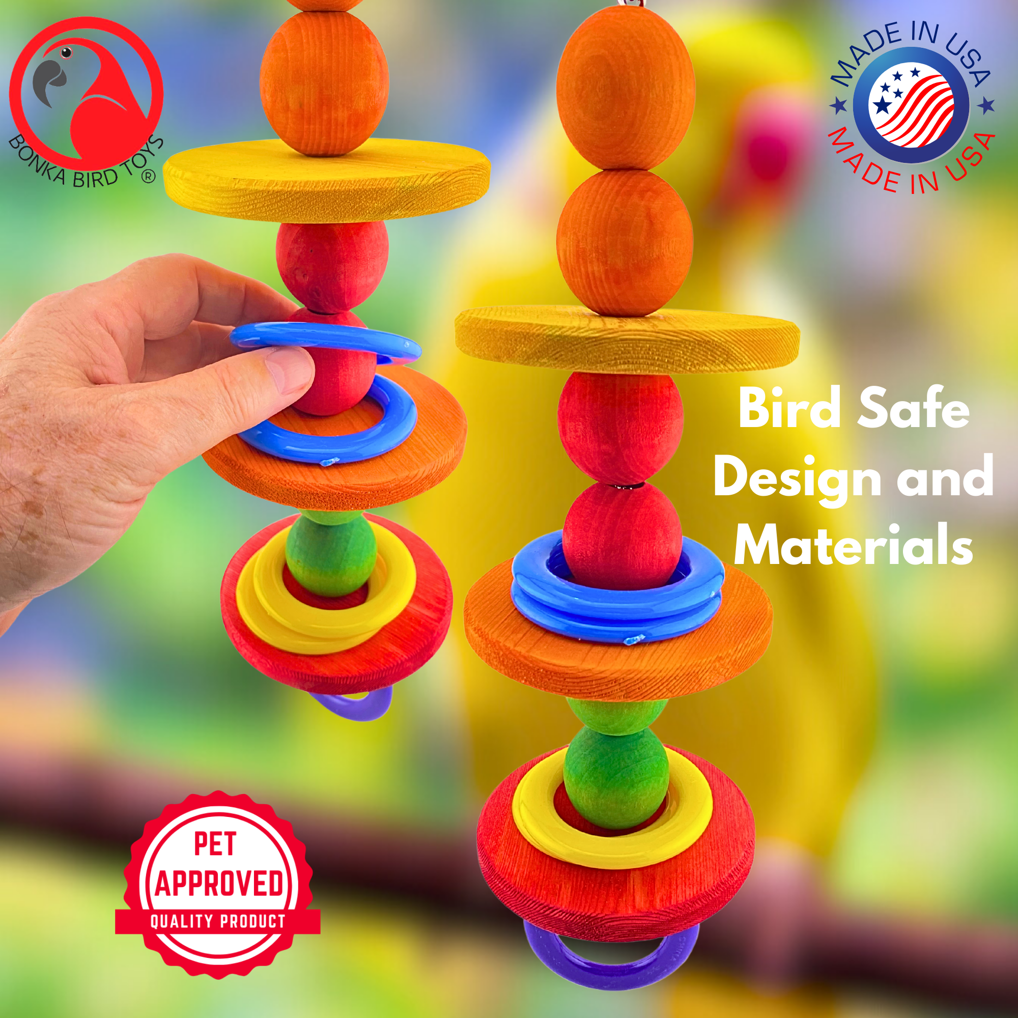 Bonka Bird Toys 3878 Disco Ball Medium Wood Plastic Puzzle Parrot Cage Toy Pet