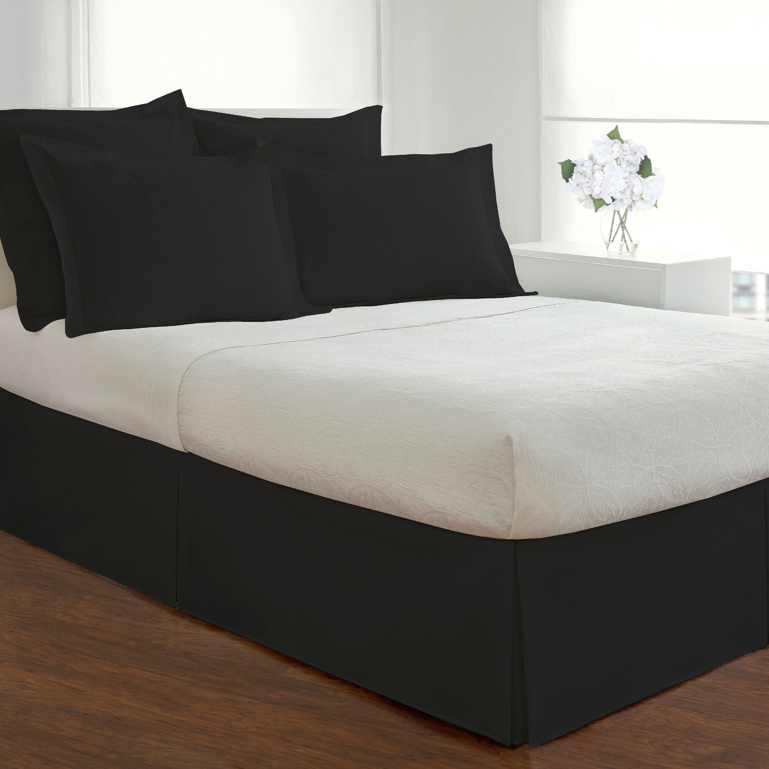 Fresh Ideas Bedding Tailored Bed Skirt, Classic 14” Drop Length, Pleated Styling, Twin, Black - image 2 of 6